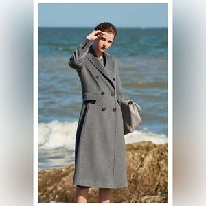Double-Breasted Cashmere(70%) wool(30%) coat(gray)